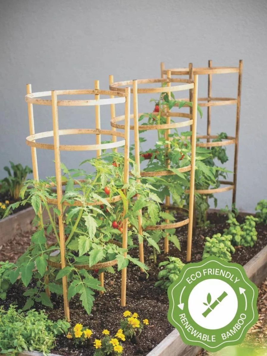 Plant Supports * | Bamboo Tomato Cages, Set Of 3