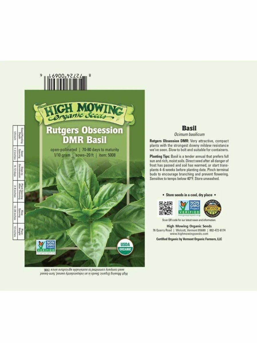 Seeds * | Rutgers Obsession Basil Organic Seeds