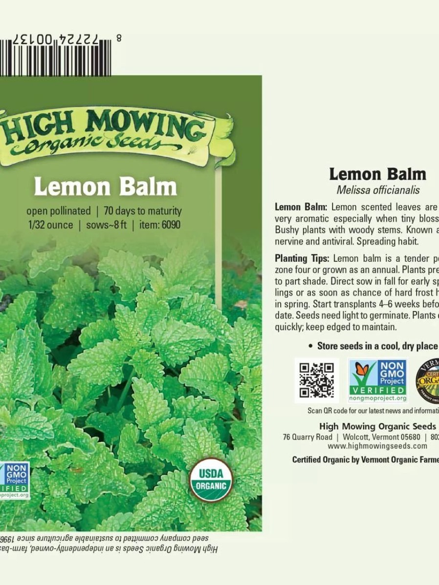 Seeds * | Lemon Balm Organic Seeds