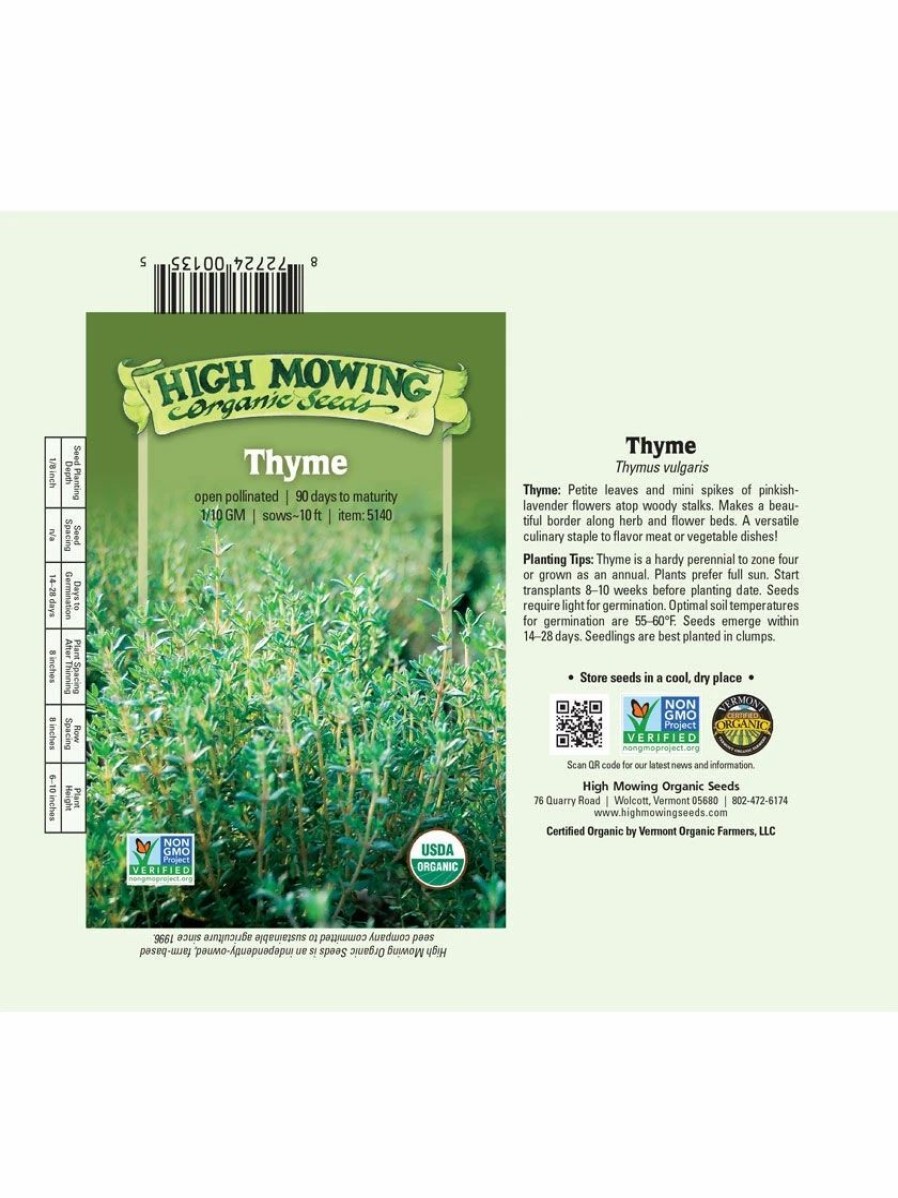 Seeds * | Thyme Organic Seeds